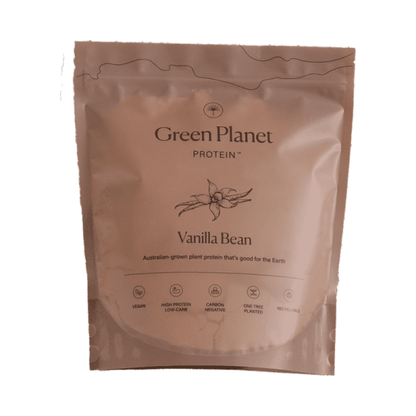 Green Planet Vanilla Bean Vegan Protein Powder. Add it to your desert or make into a delicious shake