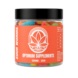 Optimum Supplements Sour Worm Gummies 1500mg 252g jar