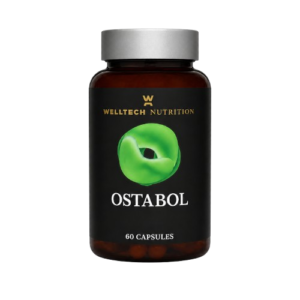 Ostabol Welltech training support supplement capsules with plant-derived compounds, peptides, and bioactive ingredients designed for strength, recovery, and training performance.