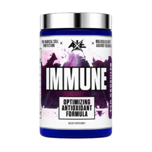 Immune dietary supplement bottle with botanical extracts, vitamins, minerals, and antioxidants designed to support immune system function, energy, and daily wellbeing.