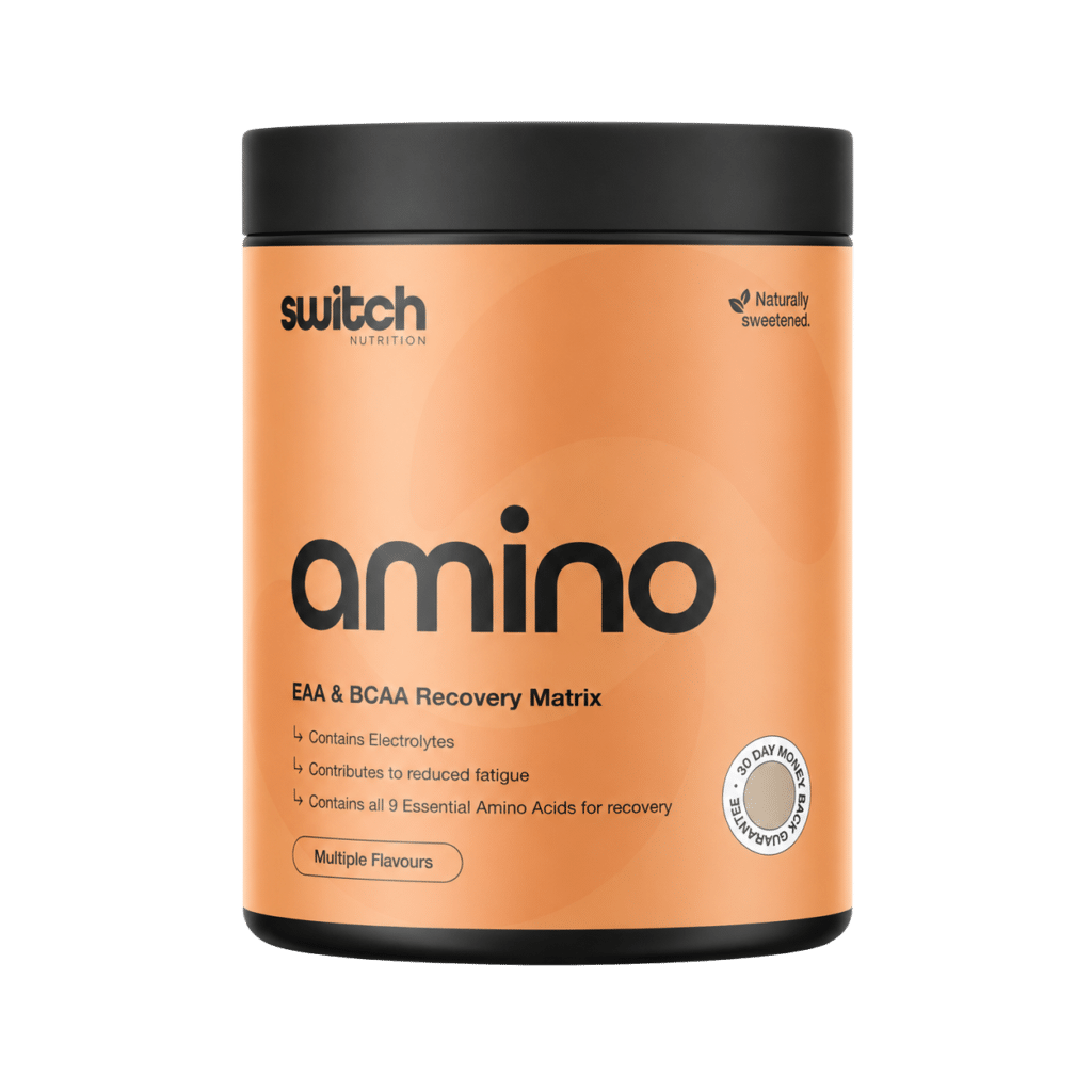 Switch Nutrition Amino EAA and BCAA Recovery Matrix supplement tub available in multiple flavours and serve sizes