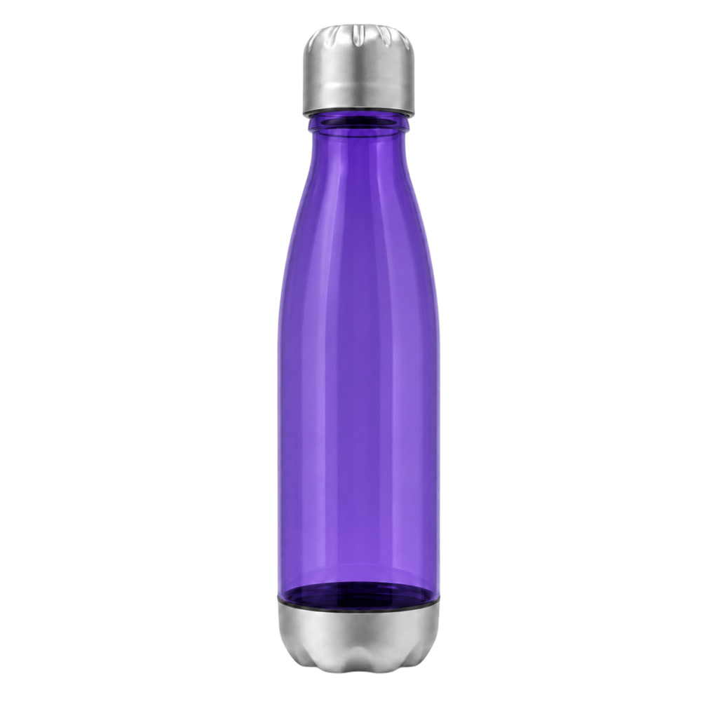 Purple Tritan 700ml Drink Bottle with Silver Lid on white background