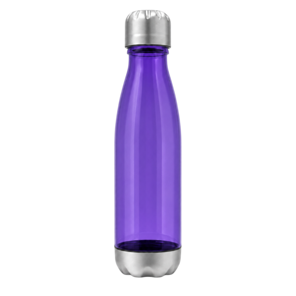 Purple Tritan 700ml Drink Bottle with Silver Lid on white background