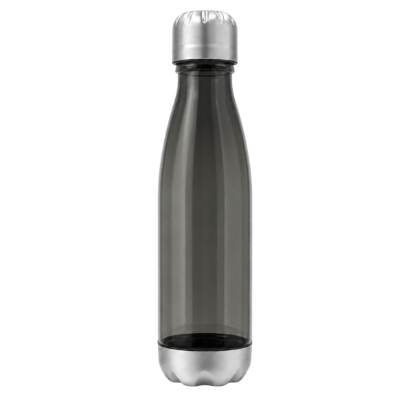 Smoke charcoal Tritan 700ml Drink Bottle with Silver Lid on white background