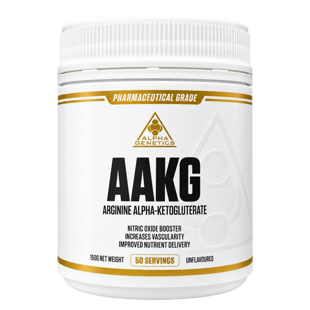 Alpha Genetics AAKG 150 g unflavoured arginine alpha-ketoglutarate powder supplement.