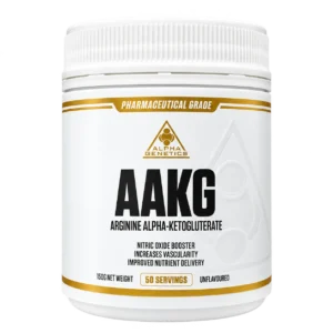 Alpha Genetics AAKG 150 g unflavoured arginine alpha-ketoglutarate powder supplement.