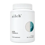 Zilch Acne Formula 180-tablet herbal supplement bottle, front view.